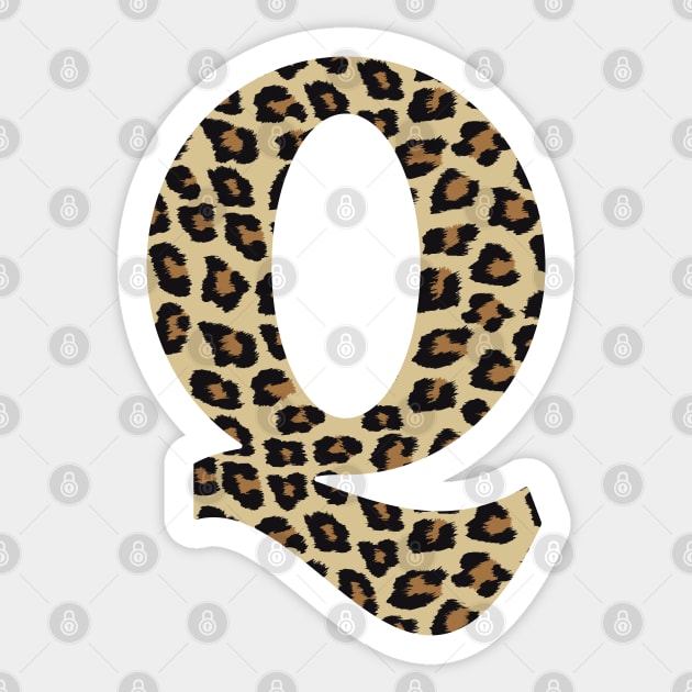 Letter Q Leopard Cheetah Monogram Initial Sticker by squeakyricardo